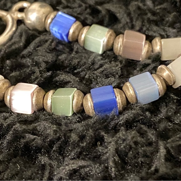 Sterling Silver and Multi-Colored  Cat's Eye Beaded Short Necklace - Picture 7 of 10